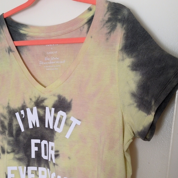 Torrid Tie-Dye V-Neck Tee I'M NOT FOR EVERYONE graphic - Yellow and Black - Picture 6 of 7